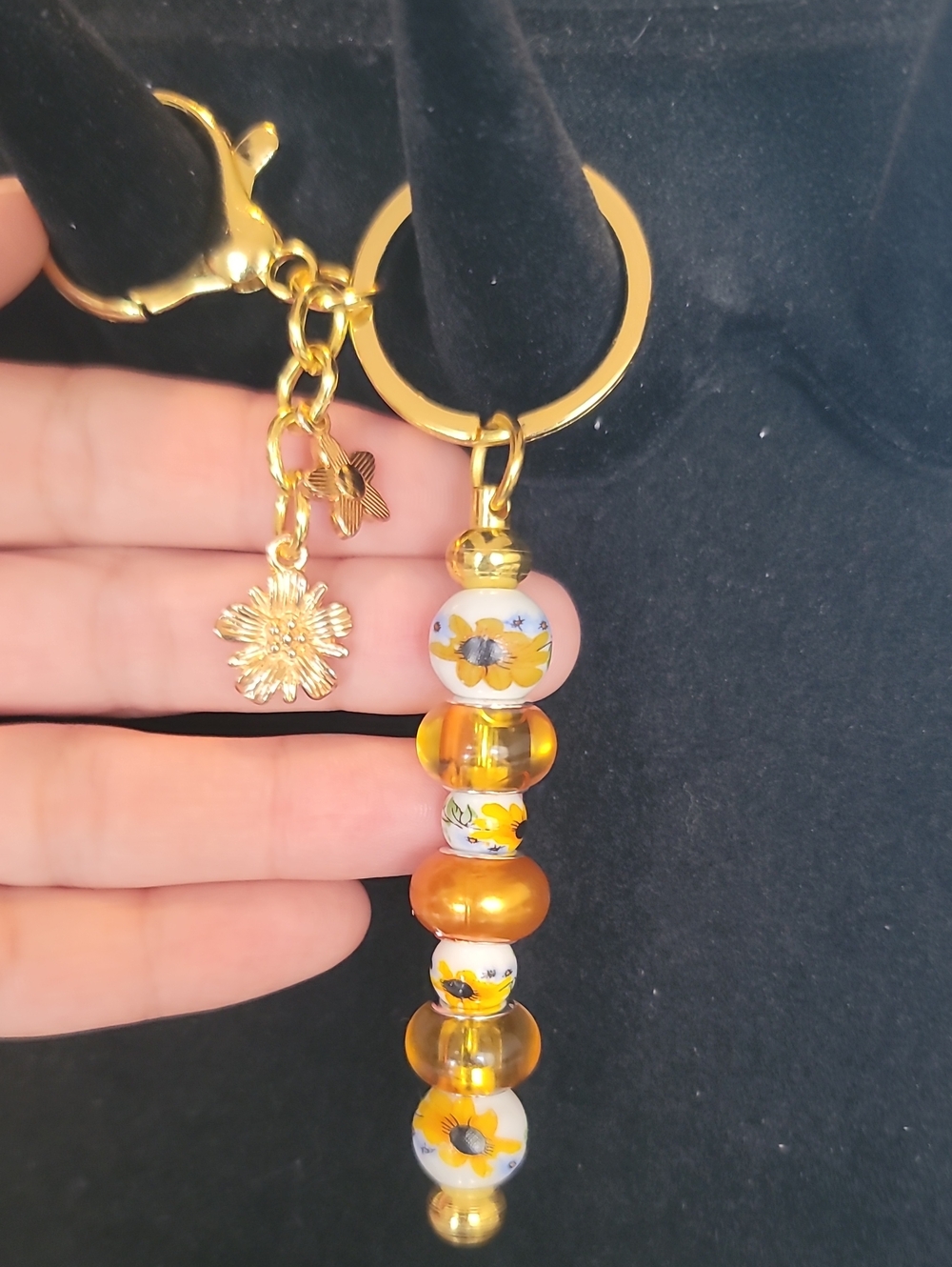 Floral Bead Purse or Key Charm